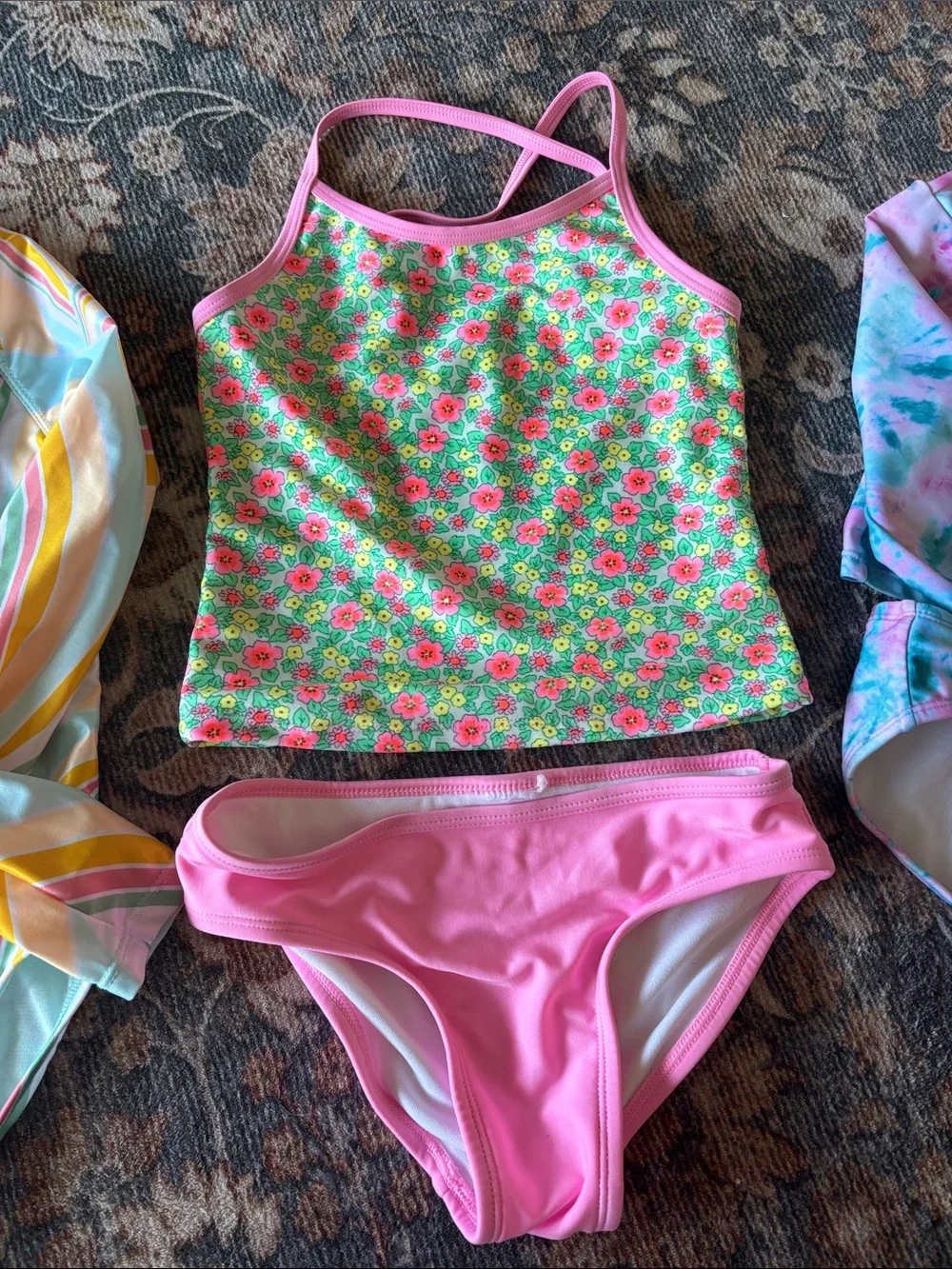 Cat & Jack Kids Swim Rashguard Set - Pink, Aqua & Yellow